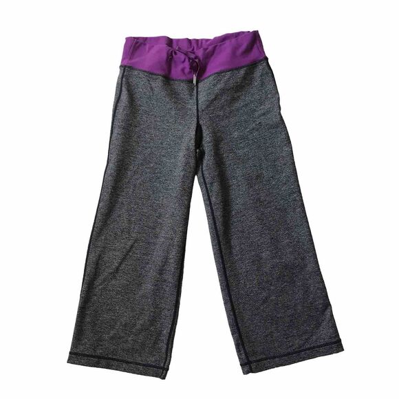 Lululemon Wide Leg Crop Pant Womens SZ 4 6? Gray Flared Athletic Capri Groove - Picture 1 of 9